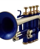 Brass Finish Piccolo Trumpet Blue color Bb Pitch with including mouthpiece