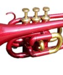 Pocket Trumpet Bb Pitch Red Colored with Hard Case & Mouthpiece