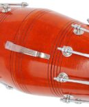 Orange Color Dholak with Mango Wood F B E Bolt Tuned